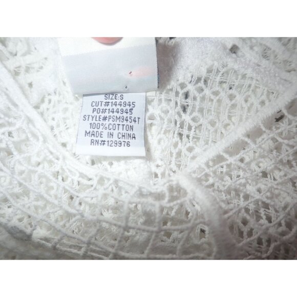 Mind Set By XCVI Womens White Lace Crochet Tunic Cover Up Top S Beach Hi Low - Picture 8 of 8